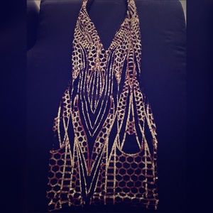 Deep V sequin party dress